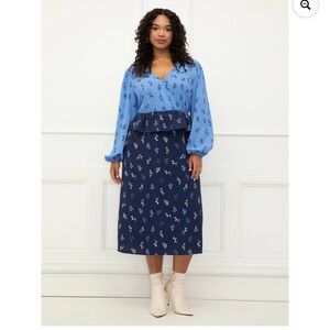 ELOQUII Elements Blue Floral Dress, Sz 20